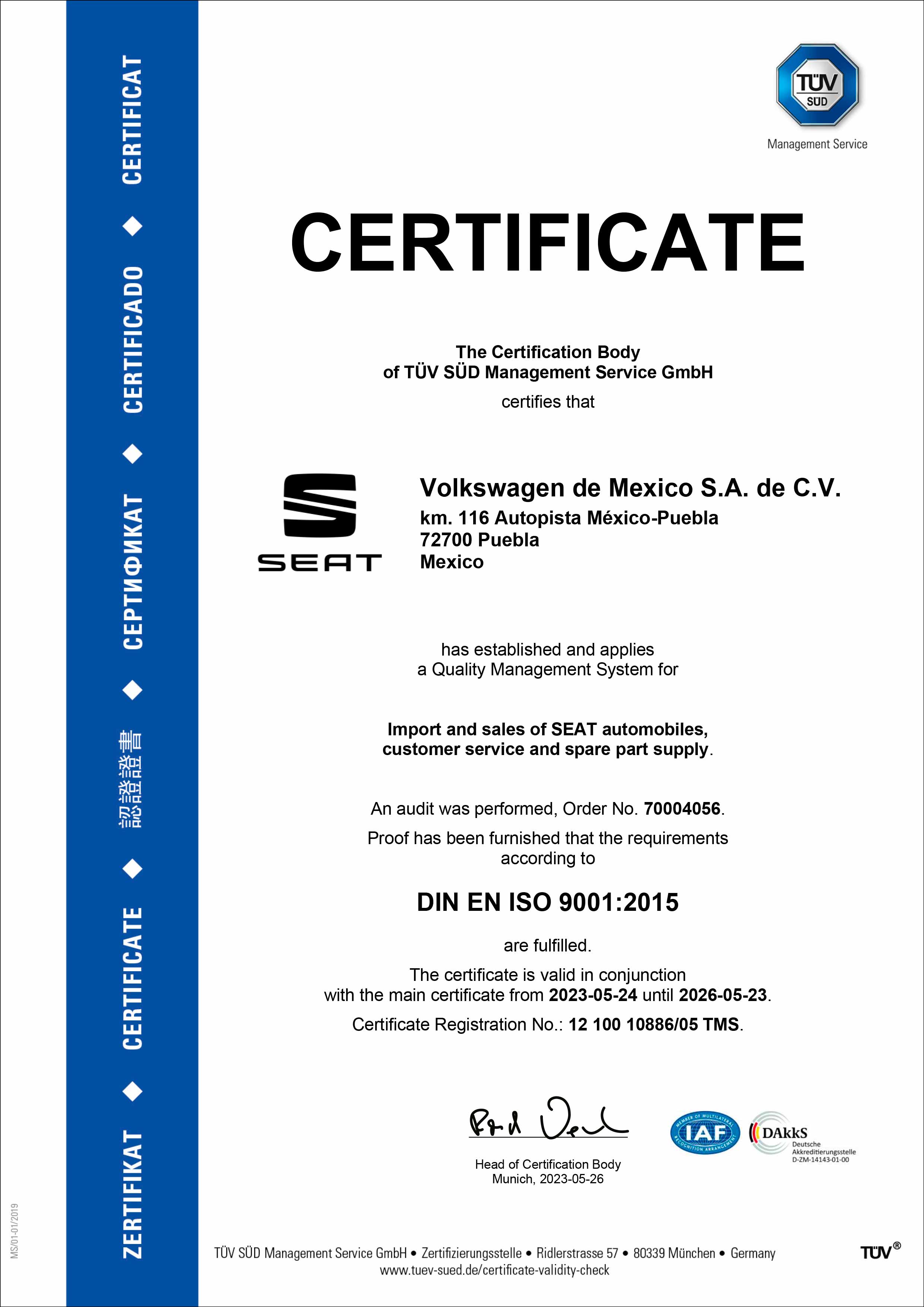 Certificado ISO 9001:2015