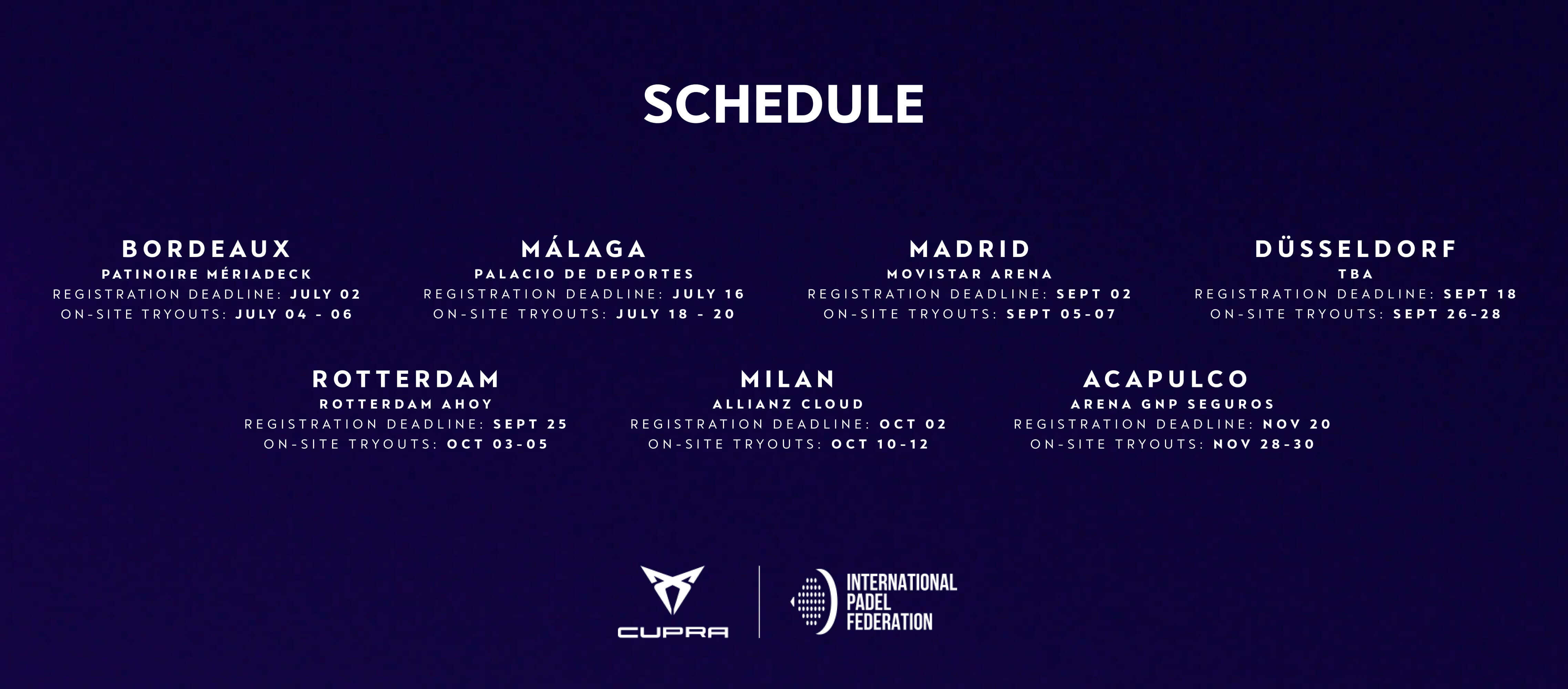 Calendario Pádel Gamechangers 